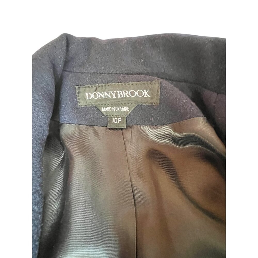 Donnybrook Womens Wool Coat 10P Navy Blue Double-Breasted Long Jacket Pockets - Picture 7 of 15